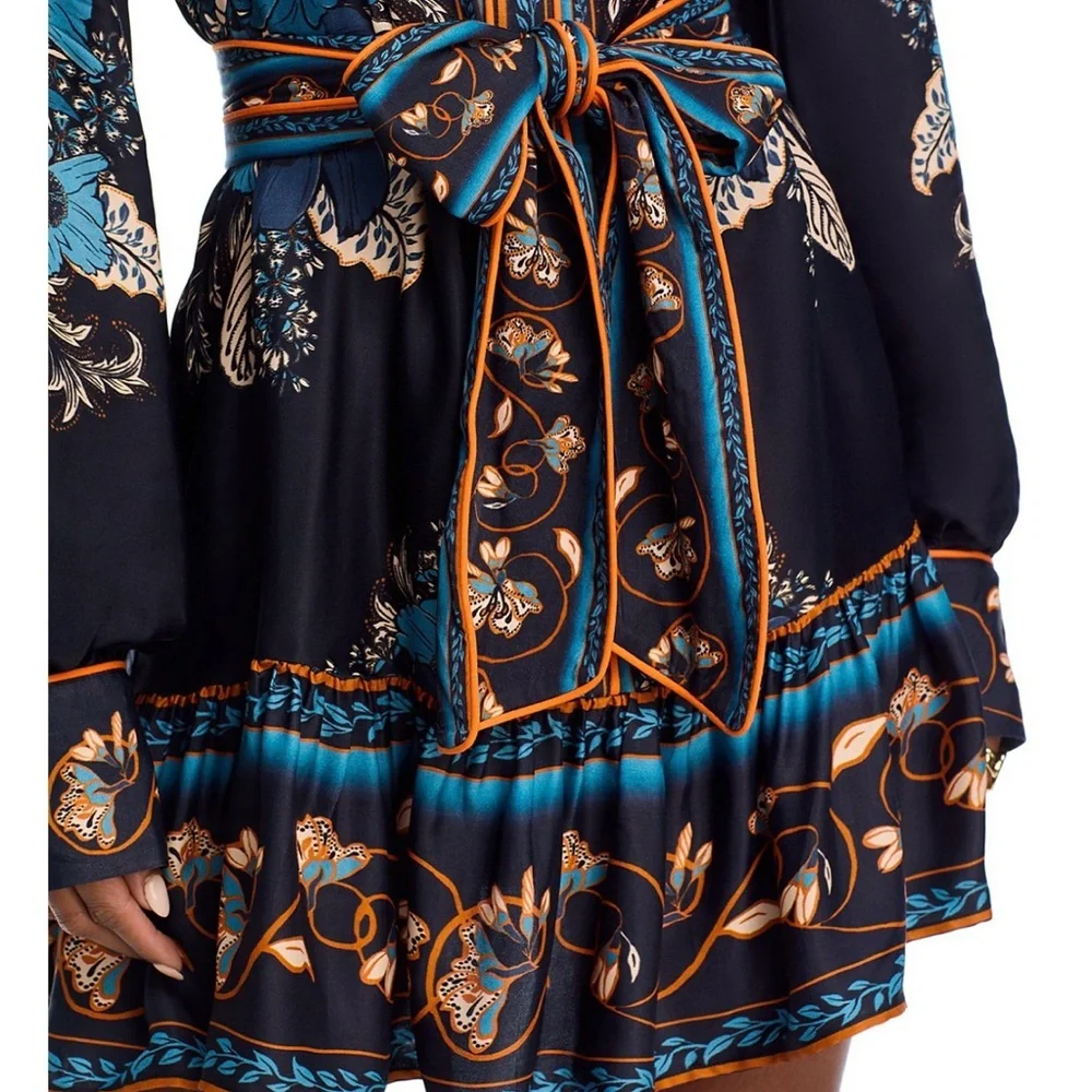 FARM Rio Navy and Blue Floral Long Sleeve Dress - Picture 4 of 8